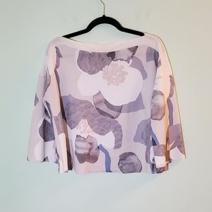Zara W/B Collection Floral Cropped Sweater Top